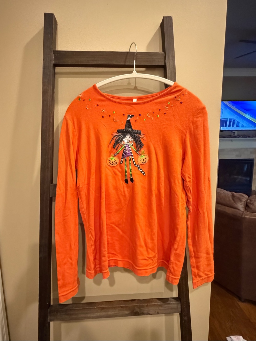 White Stag Halloween Witch Graphic Long-Sleeve Tee